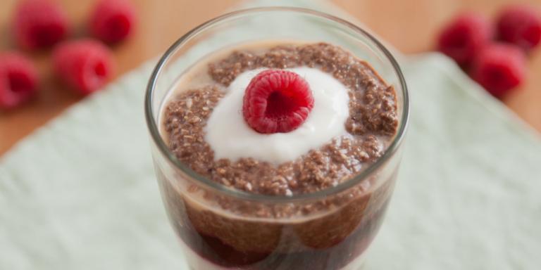 Chocolate Chia Seed Raspberry Pudding